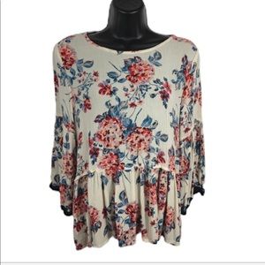 Altar’d stare cream floral long sleeve blo…